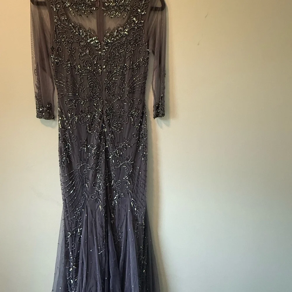 Pisarro Nights Gray Sequin Embellished Gown - Picture 3 of 5